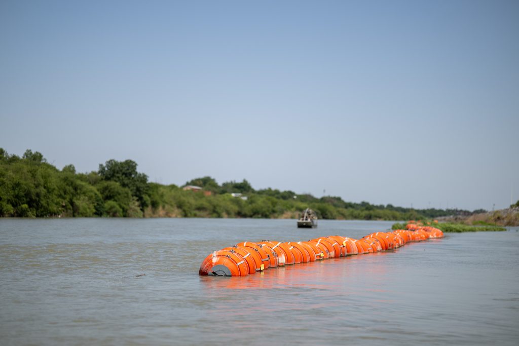 A floating barrier on the Rio Grande at the southern border.